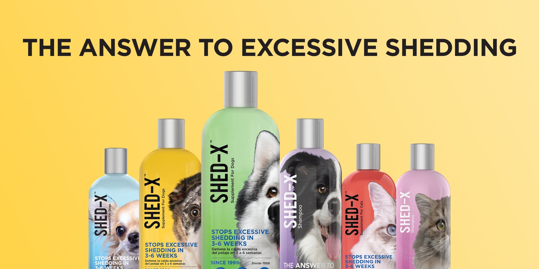 The Shed-X family of bottles — the answer to excessive shedding